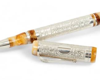 Lot 1042
Montegrappa (Italy) Limited Edition 'Il Millennio' Sterling Silver Mounted Ball Point Pen, 1998, L 5.5"