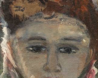 Lot 2013
Attributed to Sarkis Sarkisian (American, 1909-1977) Gouache on Paper, Ca. 1950, "Portrait of a Woman", H 10" W 7"
