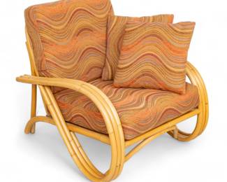 Lot 1036
Ficks Reed Company (American) Mid-Century Modern Rattan Armchair, Ca. 1960, H 29" W 29" Depth 28"