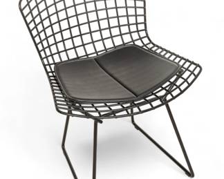Lot 1034
Harry Bertoia (American, 1915-1978) for Knoll, Black Coated Wire Side Chair, H 30" W 20" Depth 18"