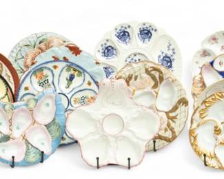 Lot 1045
European And American Porcelain And Ceramic Oyster Plates, 19th/early 20th C., 21 pcs