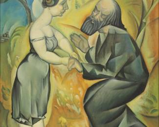 Lot 2026
Solomon Witkewitz (Russian-American, 1888-1979) Oil on Canvas, "Marriage Proposal", H 34" W 28.25"
