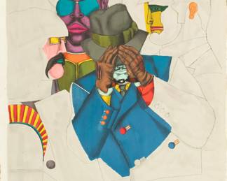 Lot 2024
Richard Linder (American/German, 1901-1978) Lithograph in Colors on Wove Paper, 1971, "New York Men (Fun City)", H 24" W 20.5"