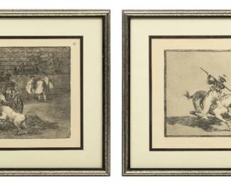 Lot 2034
Francisco Goya (Spanish, 1746-1828) Photogravures on Paper Ca. 1965 (20th Century Imp.), "La Tauromaquia: Two Plates", H 9.25" W 13.5"