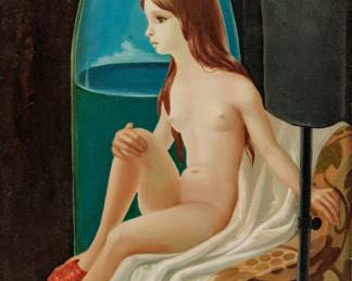 Lot 2014
Signed 'SFC' (American/Japanese) Oil on Canvas, Ca. 20th C., "Nude Woman", H 13" W 9.5"