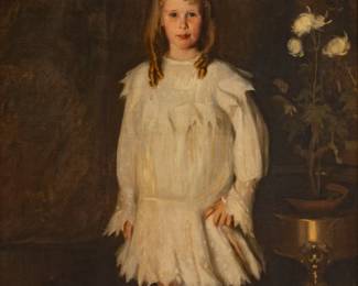 Lot 1002
Lydia Field Emmet (American, 1866-1952) Oil on Canvas 1904, "Portrait of Lowrie Sage", H 59" W 35.25"