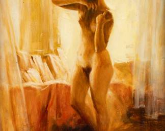 Lot 1014
Signed Soyer, Figurative Oil Painting on Board, Ca. 20th C., H 10" W 7.5"