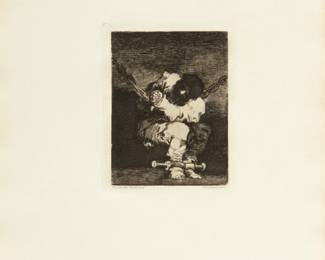 Lot 2032
Francisco Goya (Spanish, 1746-1828) Etching on Paper Ca. 20th Century, "Tan Bárbara La Seguridad Como El Delito", H 4.2" W 3.25"
