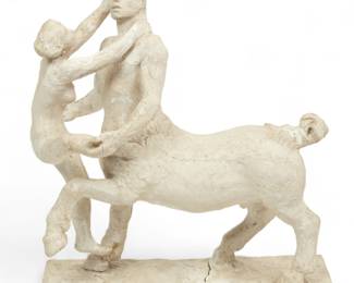 Lot 1017
Per Palle Storm (Norwegian, 1910-1994) Plaster Sculpture, Ca. 20th C., "Centaur with Woman", H 20" W 11" L 18"
