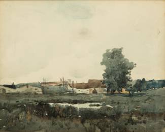 Lot 2012
Henrich, Watercolor on Paper, "Dutch Farm Scene", H 8" W 10"