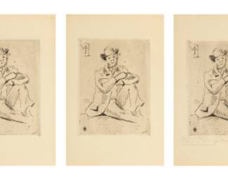 Lot 2037
Paul Cézanne (French, 1839-1906) Etchings on Laid Paper Ca. 20th C., "Guillaumin Au Pendu", H 6.15" W 4.5" 3 pcs