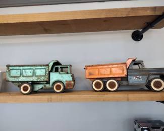 Vintage metal dump trucks