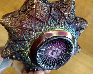 Imperial Carnival glass Diamond Lace.