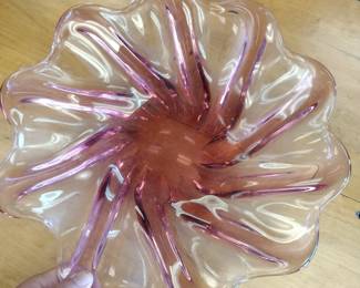 Cranberry art glass bowl
