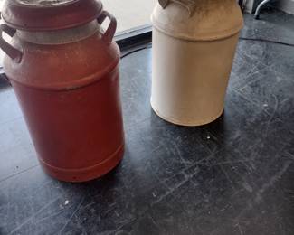 Antique cream cans.