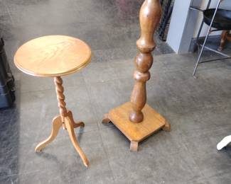 Oak/barley twist plant stands.