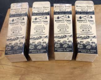 Ultra rare Bennetts Creek. farm milk cartons unused, local history