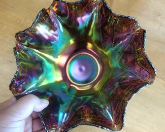 Imperial Carnival glass Diamond Lace.
