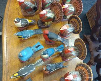 Folk art carvings, signed