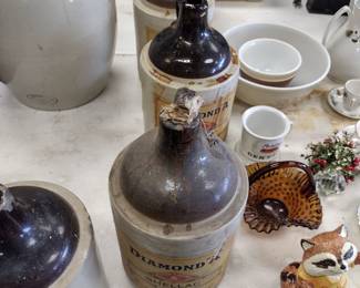 vintage stoneware shellac bottles Diamond A