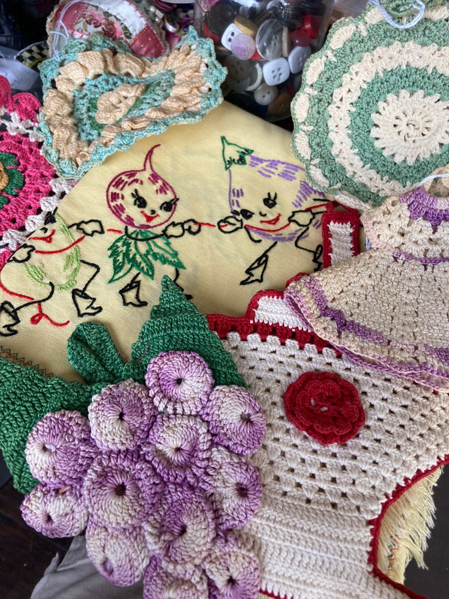 Cool embroidery; and crocheted pieces