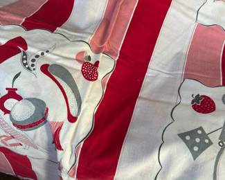Retro pink and red tablecloth 