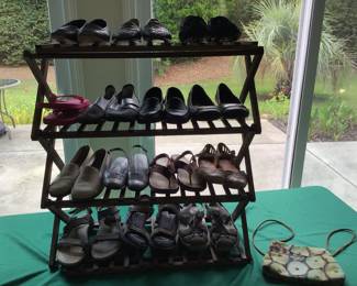 Purse, Ladies Shoes and Rack