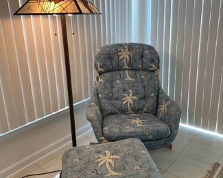 Chair, Ottoman, Lamp