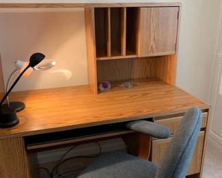 Desk, Chair, Lamps, Surge Protector