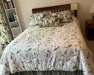 Queen Bed with Bedding and Pillows