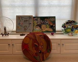 Decorative Plate, Cross Stitch Pieces, 3 Dimensional Art Piece