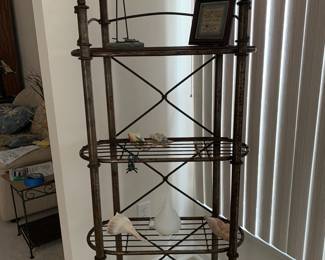 Metal Bookcase with Decorative Items