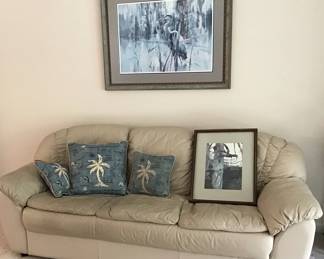 Couch, Wall Art and Pillows