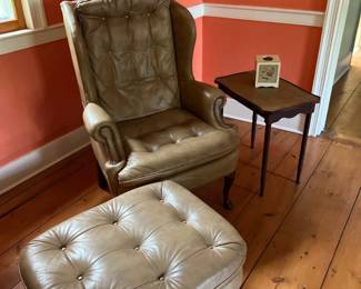 leather arm chair and ottoman