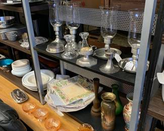 carnival glass & pewter