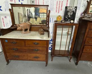 Antique dresser and antique curio display cabinet 