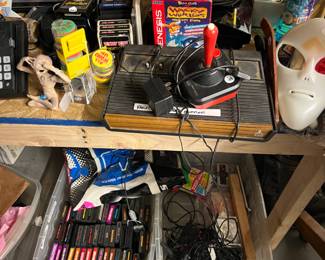 Vintage video game console and games Atari 