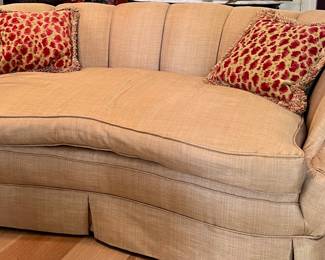 Custom loveseat in tan raw silk