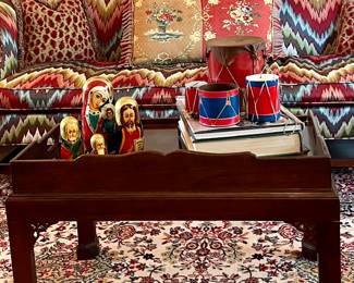 Russian nesting dolls and vintage English drum collection 