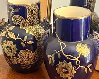 LARGE antique cobalt urns