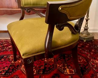 This chair is a very fine German mahogany antique handmade in the early 1920s