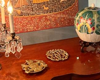 Virginia metal crafters trivets in heavy brass