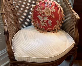 Old caned barrel chair in mint condition with no breaks to caning 