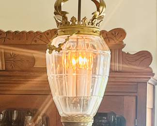From the family estate in Alabama is this gorgeous carved brass pendant lamp from France circa 1880s