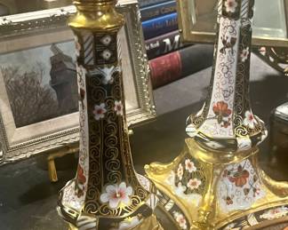 RARE Royal Crown Derby IMARI candlesticks with a retail of over $2000