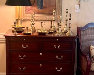American mahogany chest with pull out tray.  A gorgeous piece of furniture!