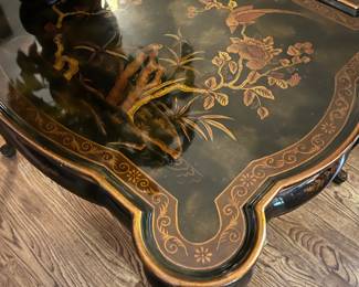 Vintage Maitland Smith cocktail table in a hand painted chinoiserie design 