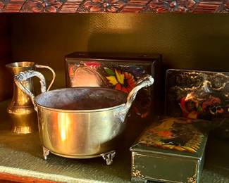 Old Russian boxes and brass