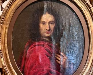 Late 18th C French Mirror
with portrait by Carel de Moor 1656