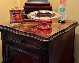Late 1800s marble topped and marble interior nightstand/chamber pot table